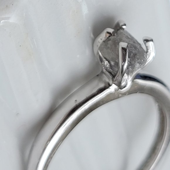 Rare Promise Ring Real Diamond Rock Four Prong  Sterling Silver Size 7 - Picture 8 of 9